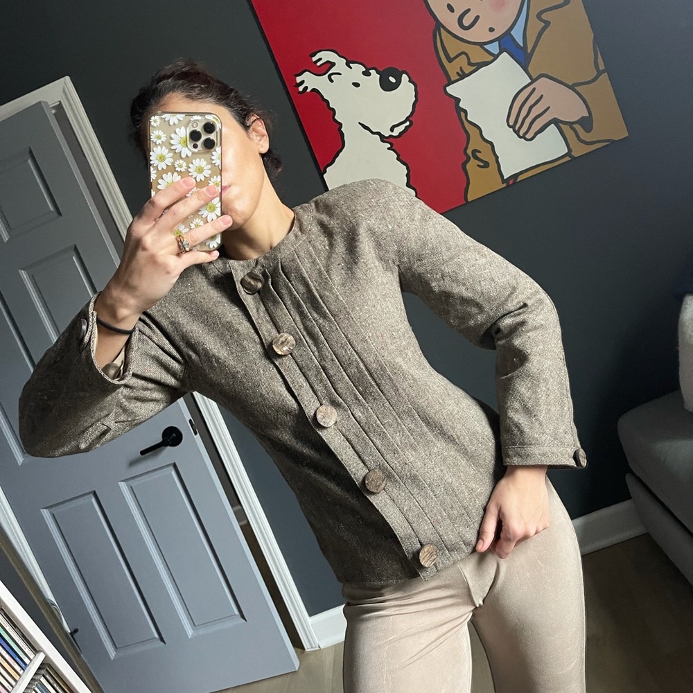 VINTAGE VALENTINO BROWN TWEED BLAZER SIZE 4-6